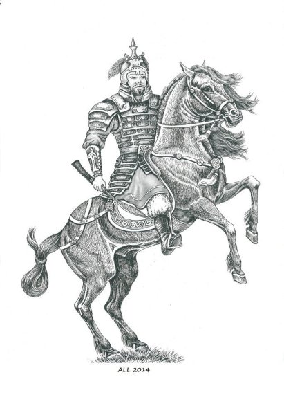 Татаро монгольский воин рисунок