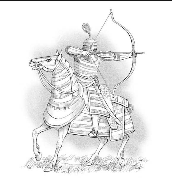 Татаро-монгольский воин раскраска