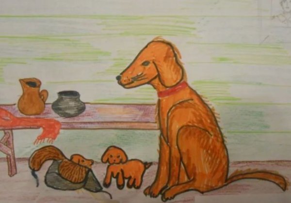 Малька провинилась рисунок