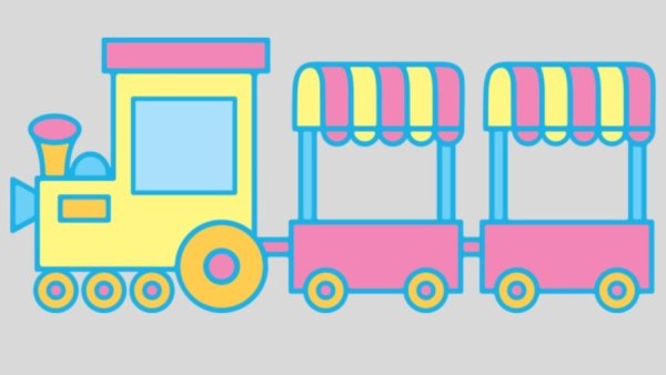 Мультяшный паровозик с вагончиками