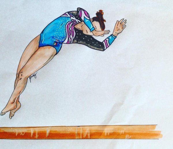 Рисунок гимнаста на гимнастическом снаряде