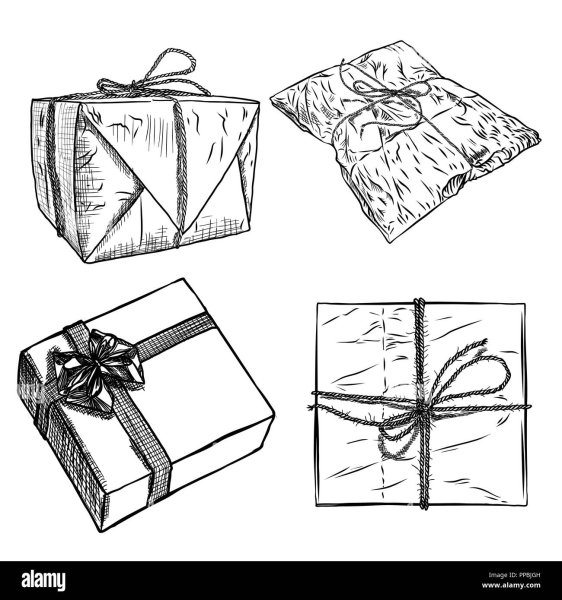 Подарочная коробка эскиз зарисовка