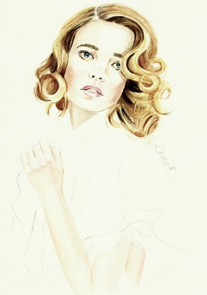 Наталья Водянова портрет карандашом