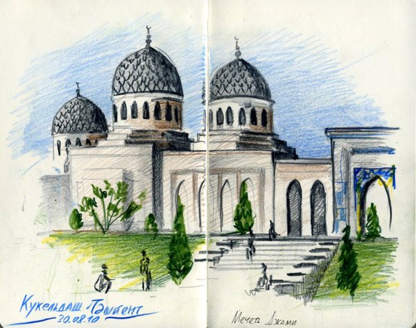 Достопримечательности Узбекистана Бухара нарисованная