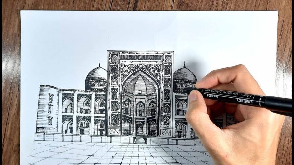 Бухара рисунок карандашом