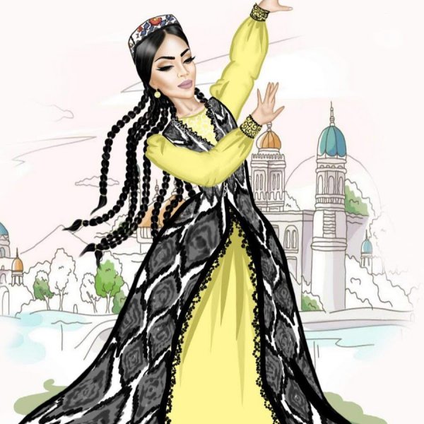 Нарисованная узбекская женщина