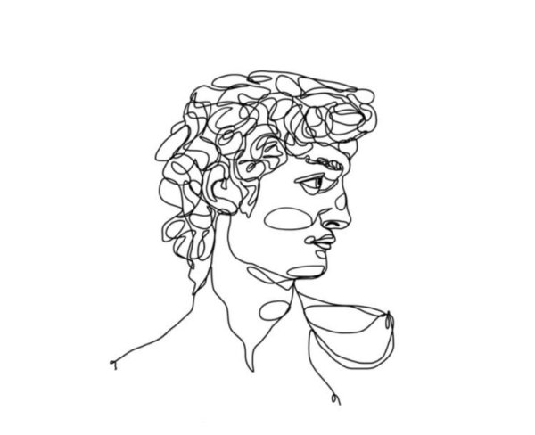 Давид Микеланджело голова контур