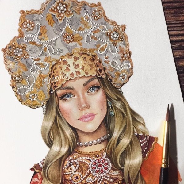 Русский народный кокошник рисунок