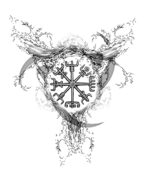 Рунический компас вегвизир вектор