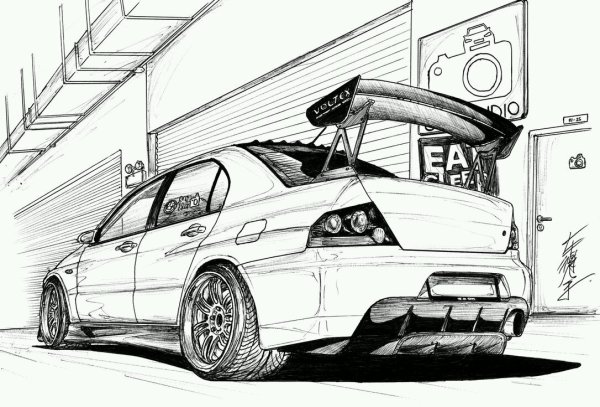 Mitsubishi Lancer Evolution x карандаш