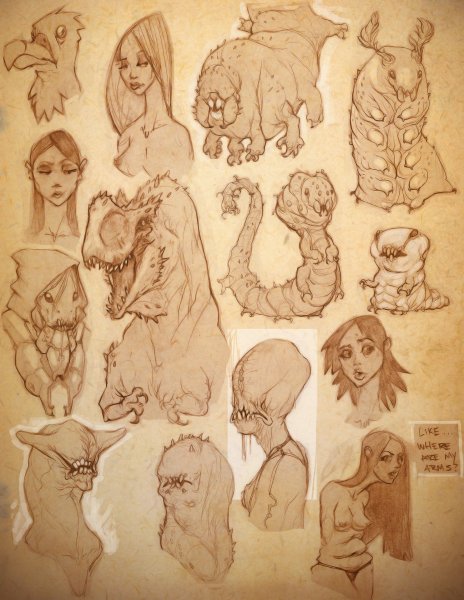 Скетчи персонажей монстров