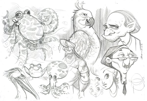 Эскизы персонажей карандашом