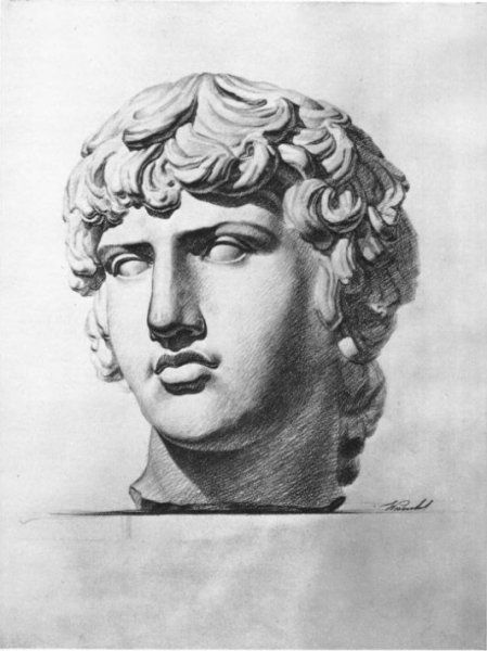 Гипсовая голова Антиноя Академический рисунок