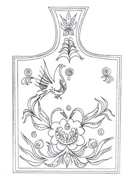 Раскраска дощечка Городецкая роспись для детей