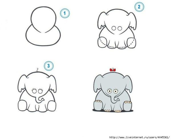 Слон пошаговое рисование