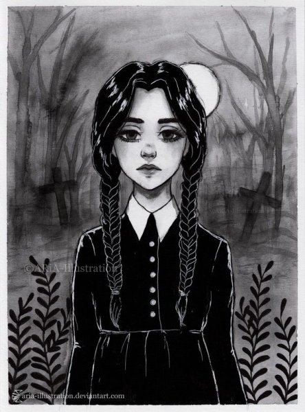 Уэнсдей Аддамс карандашом