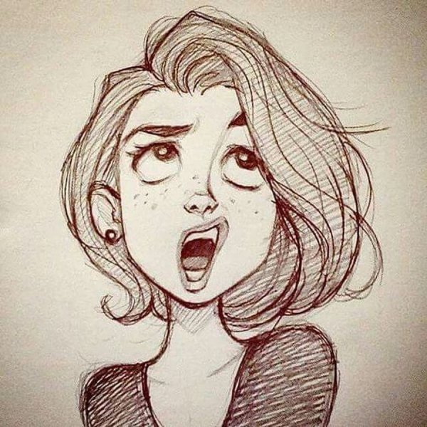 Мультяшные лица девушек карандашом