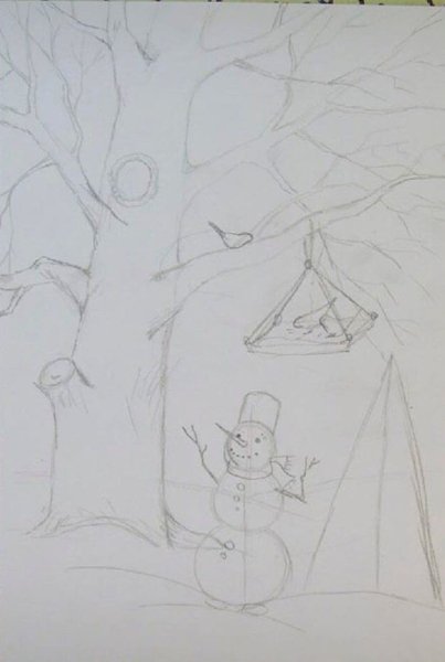 Рисование зима карандашами