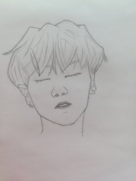 Портрет Шуги из БТС карандашом