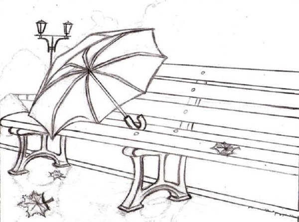 Рисунок осень карандашом