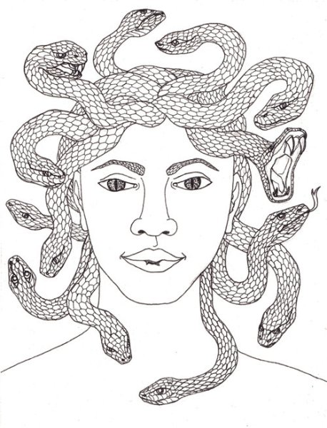 Медуза Горгона рисунок карандашом в полный рост