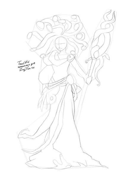 Медуза Горгона раскраска для детей