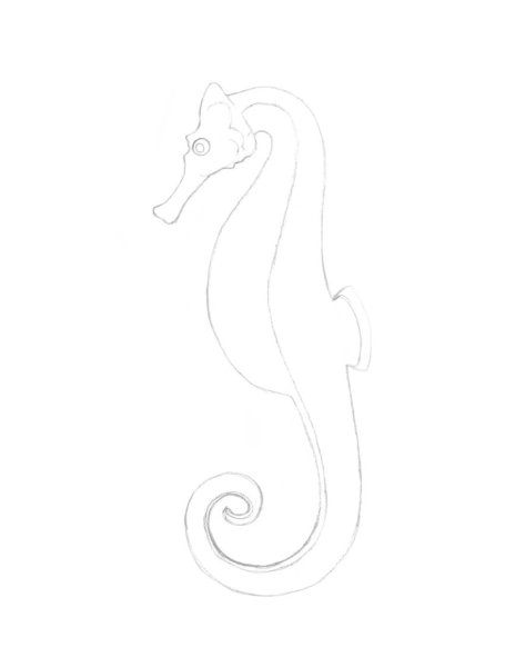 Морской конек схема рисования