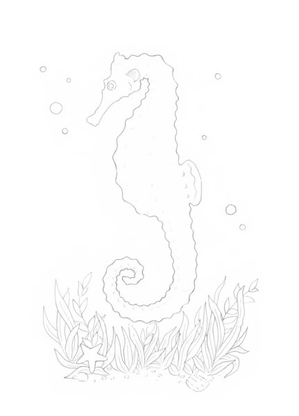 Морской конек рисунок поэтапно