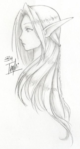 Рисунок Эльф карандашрм