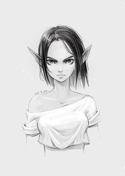 Рисунки для срисовки девочки эльфийки