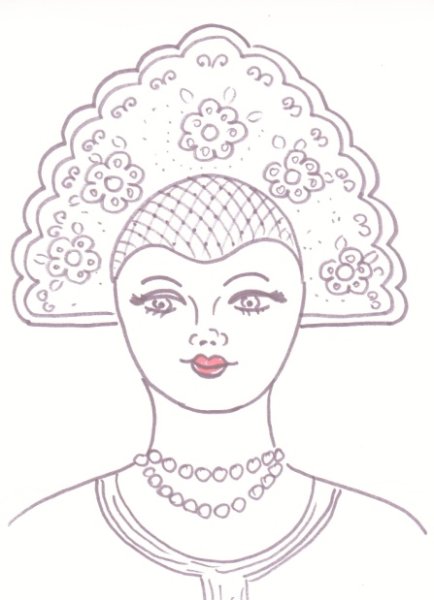 Кокошник трафарет