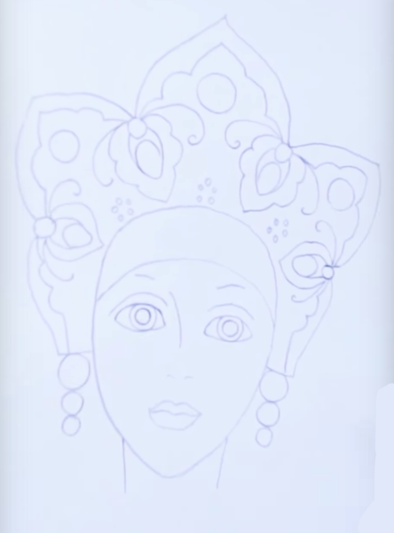 Нарисовать русский народный головной убор кокошник