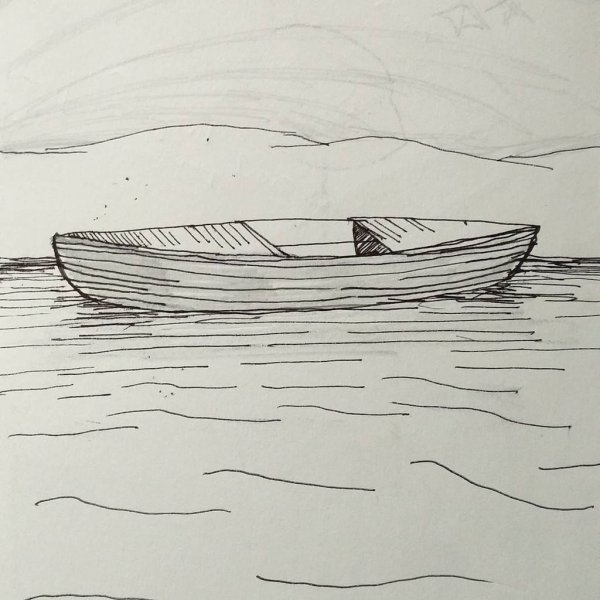 Лодка рисунок карандашом