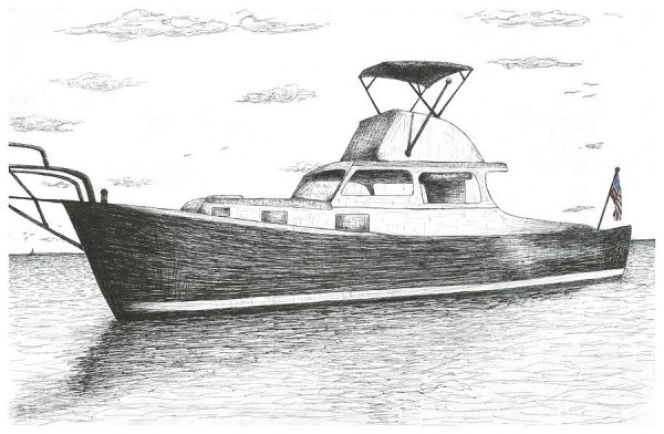 Катер карандашом