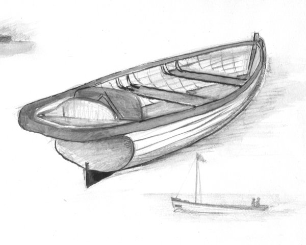 Лодка рисунок карандашом