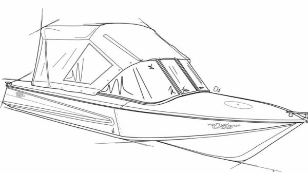 Лодка в озере карандашом