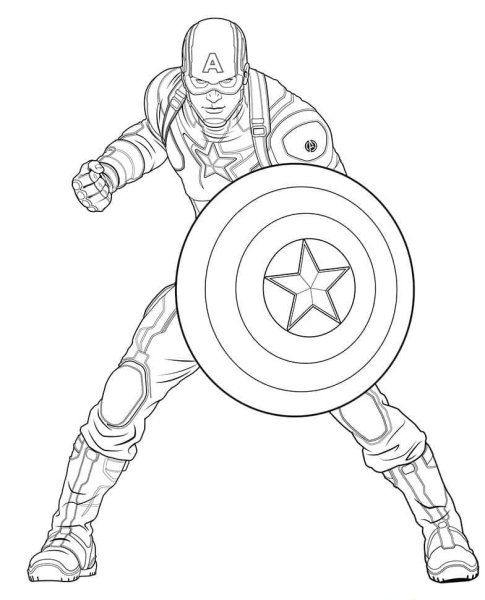 Мстители раскраска Капитан Америка
