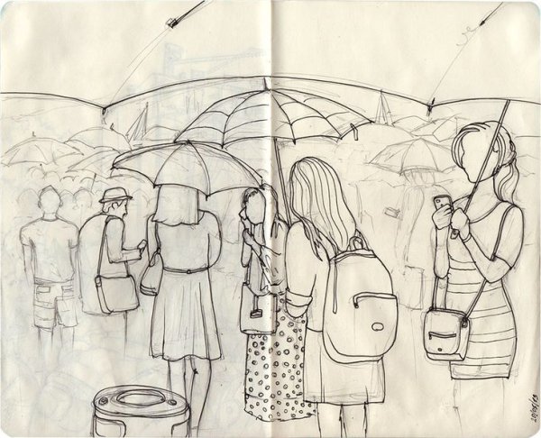 В парке рисунок карандашом