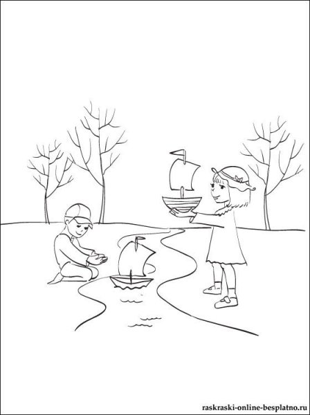 Весенний ручей раскраска