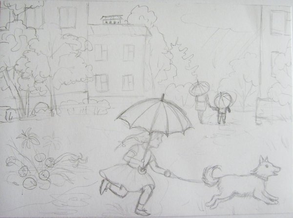 Осенние зарисовки карандашом