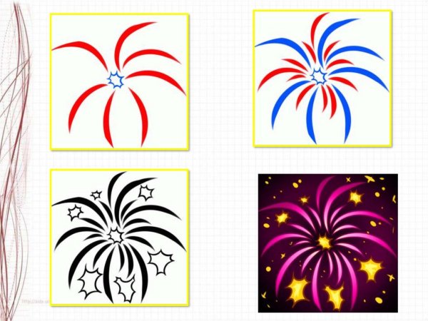 Рисование салюта карандашами для детей