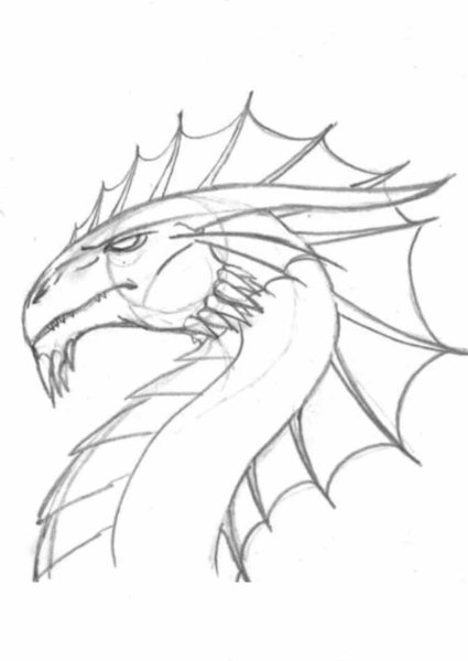 Дракон простым карандашом
