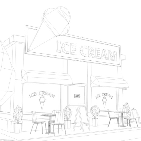 Фасад кафе карандашом