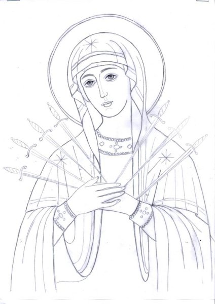 Икона Богородицы Умиление прорись