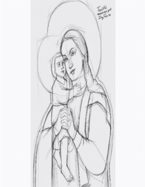 Казанская икона прорись