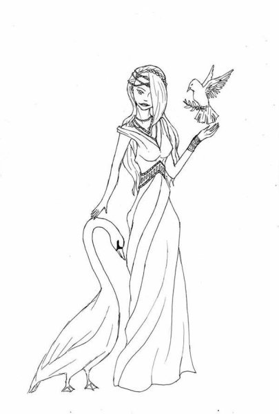 Богиня Афродита карандашом
