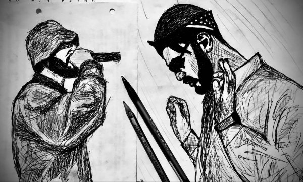 Мияги рисунок карандашом