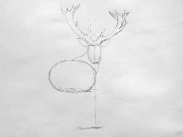 Рисунок осени карандашом с оленьими