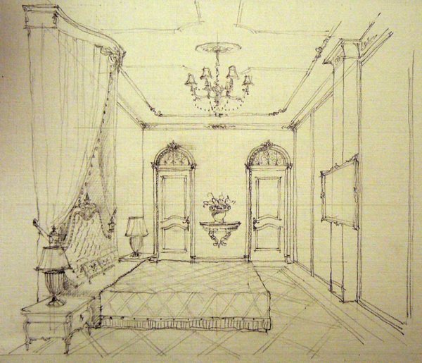 Гостиная карандашом