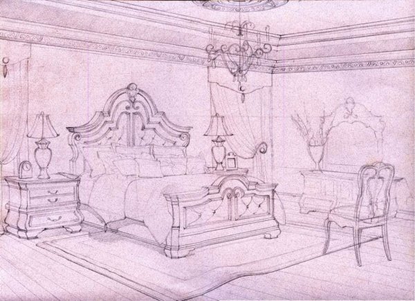 Эскиз интерьера литературной гостиной